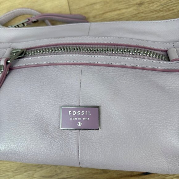Fossil Dawson Leather Crossbody Bag Light Purple Lilac Top Zip Messenger Casual - Picture 4 of 15